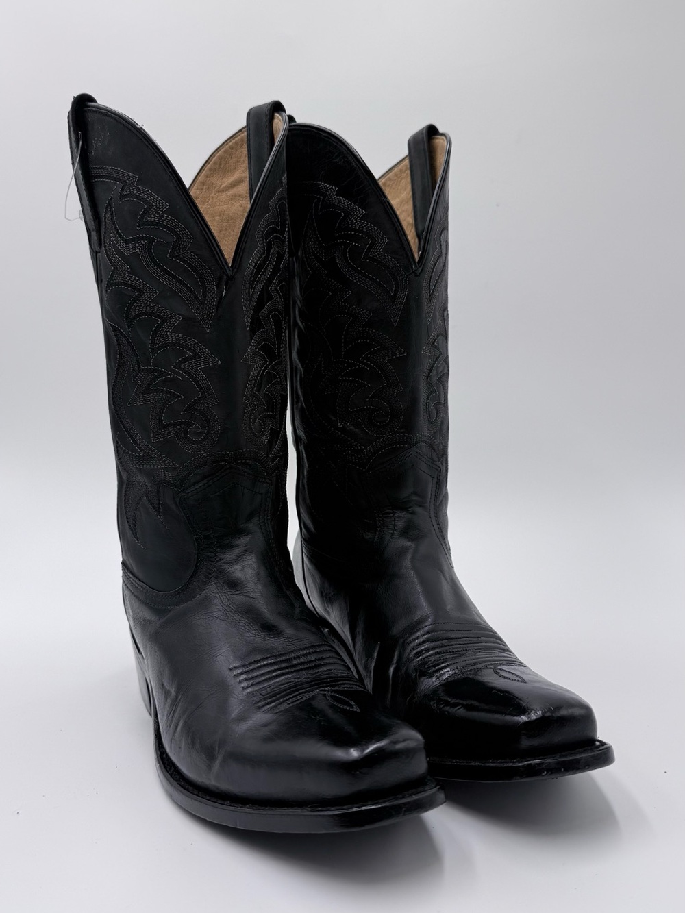 Men's Black Leather Western Cowboy Boots - Classic Western Style